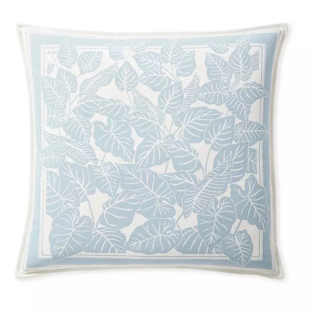 NWT! Pair of Serena & Lily Frond Outdoor Pillow Cover in Coastal Blue 22”